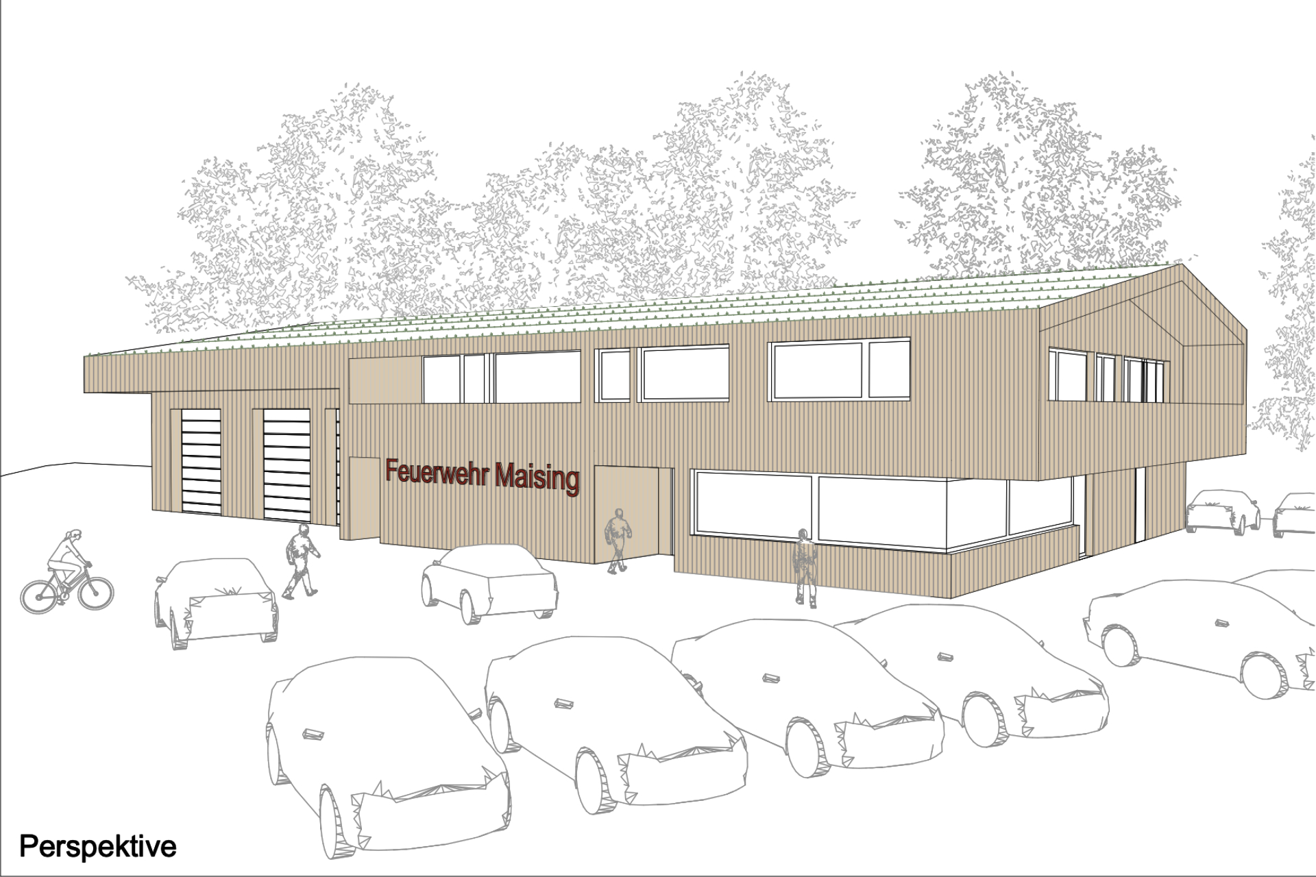 Neubau Feuerwehrhaus Maising mit drei Wohnungen
